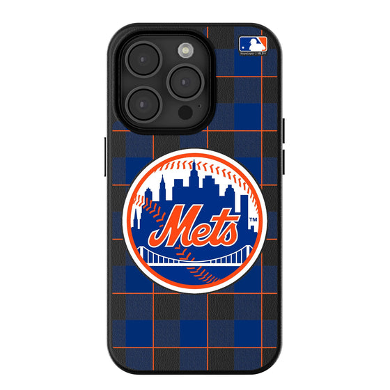 New York Mets Plaid Magnetic Phone Case-0