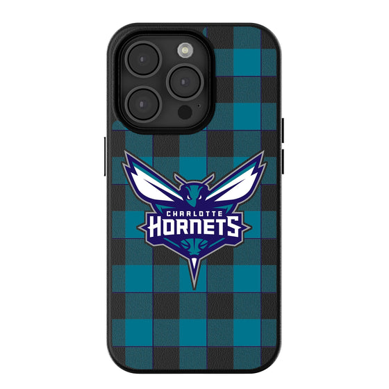 Charlotte Hornets Plaid Magnetic Phone Case-0