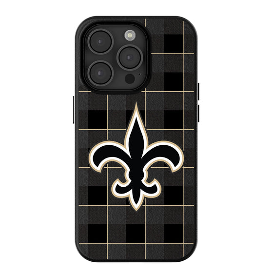 New Orleans Saints Plaid Magnetic Phone Case-0