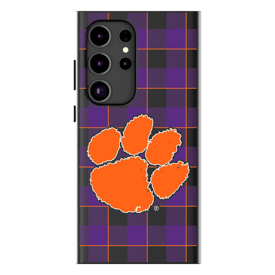 Clemson Tigers Plaid Magnetic Phone Case-1