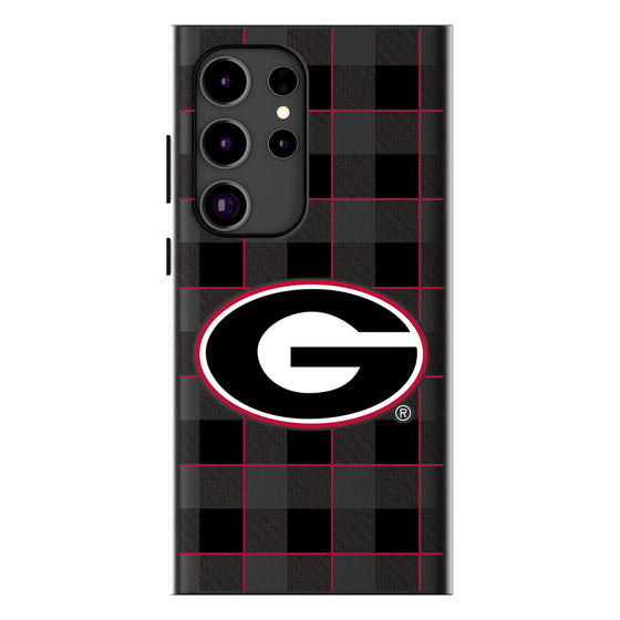 University of Georgia Bulldogs Plaid MagSafe Compatible Phone Case-0