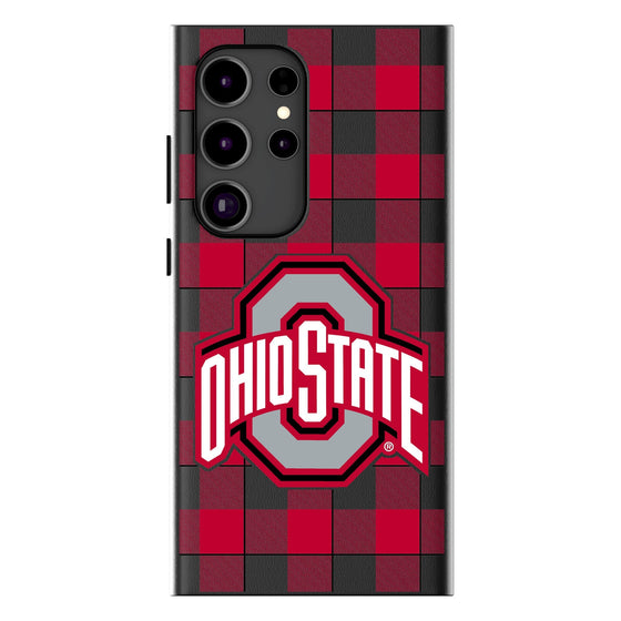 Ohio State Buckeyes Plaid Magnetic Phone Case-1