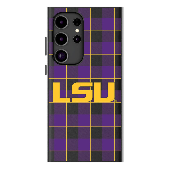 Louisiana State University Tigers Plaid MagSafe Compatible Phone Case-0