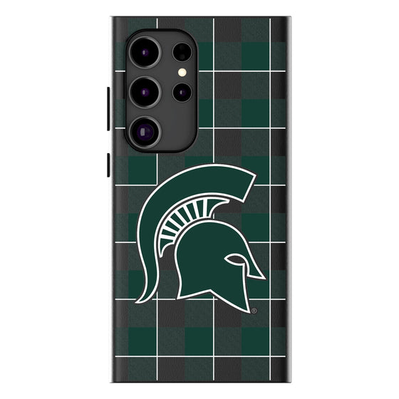 Michigan State University Spartans Plaid MagSafe Compatible Phone Case-0