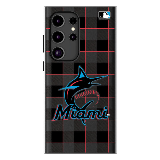 Miami Marlins Plaid Magnetic Phone Case-1