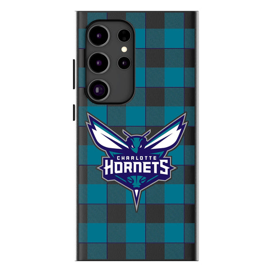 Charlotte Hornets Plaid Magnetic Phone Case-1