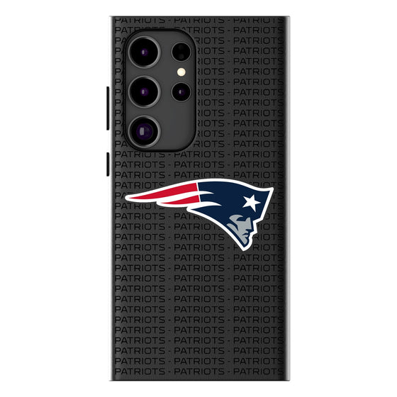 New England Patriots Text Backdrop MagSafe Compatible Phone Case-0