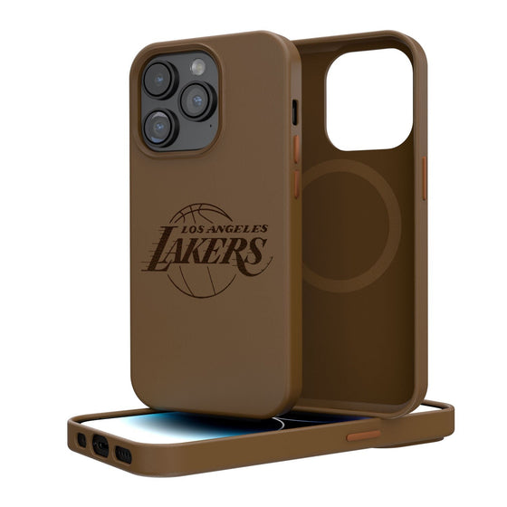 Los Angeles Lakers Woodburned Brown Magnetic Case-0