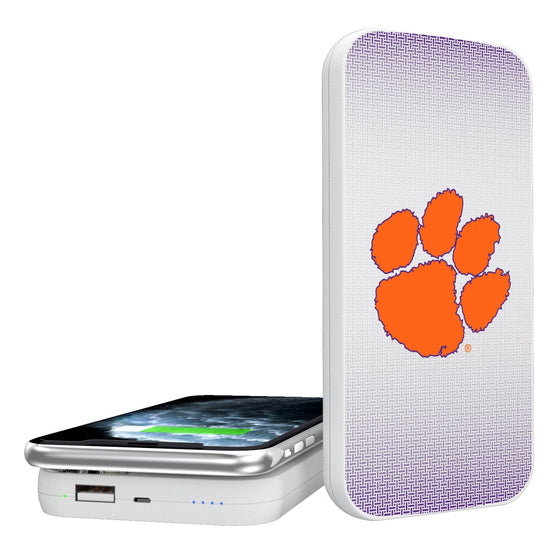 Clemson Tigers Linen 5000mAh Portable Wireless Charger-0