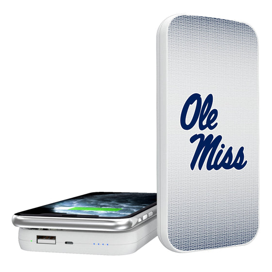 Mississippi Ole Miss Rebels Linen 5000mAh Portable Wireless Charger-0