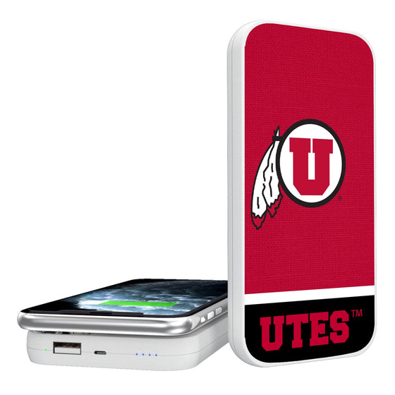 University of Utah Utes Endzone Solid 5000mAh Portable Wireless Charger-0