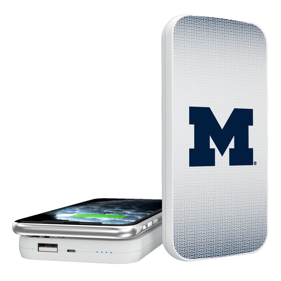 Michigan Wolverines Linen 5000mAh Portable Wireless Charger-0