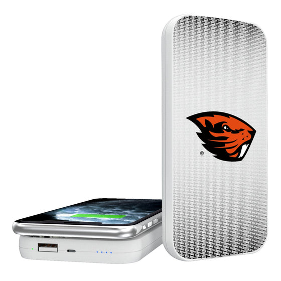 Oregon State Beavers Linen 5000mAh Portable Wireless Charger-0