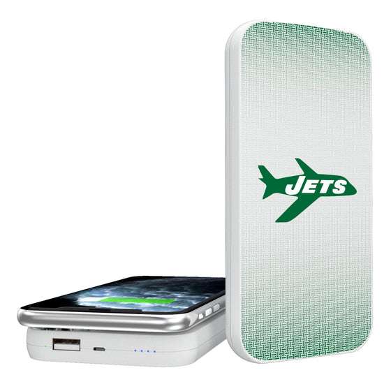 New York Jets 1963 Historic Collection Linen 5000mAh Portable Wireless Charger-0