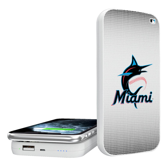 Miami Marlins Linen 5000mAh Portable Wireless Charger-0