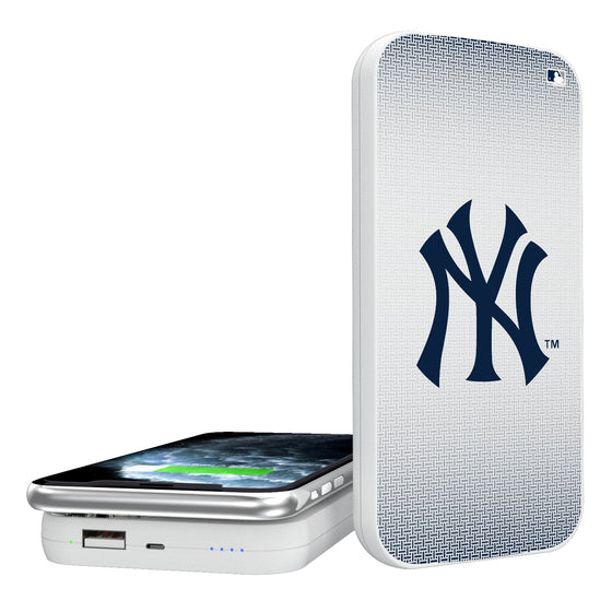 New York Yankees Linen 5000mAh Portable Wireless Charger-0