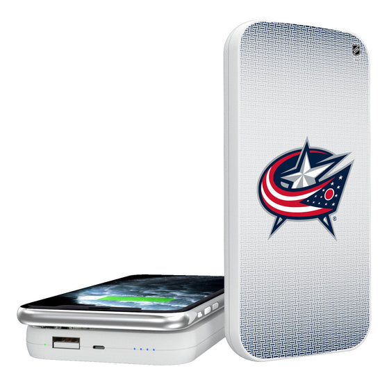 Columbus Blue Jackets Linen 5000mAh Portable Wireless Charger-0