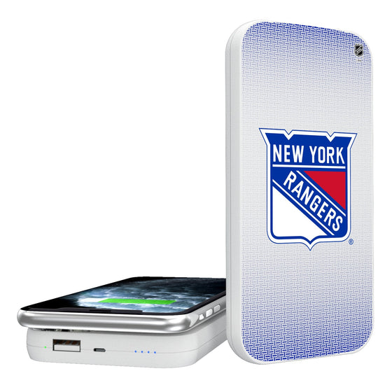 New York Rangers Linen 5000mAh Portable Wireless Charger-0