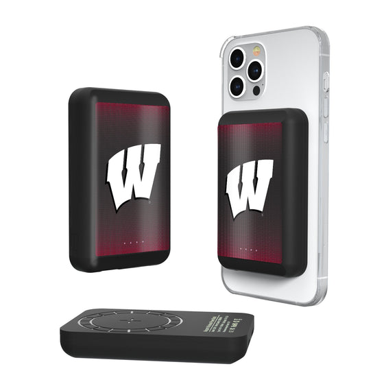Wisconsin Badgers Linen Wireless Mag Power Bank-0