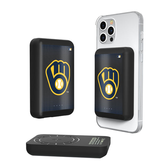 Milwaukee Brewers Linen Wireless Mag Power Bank-0