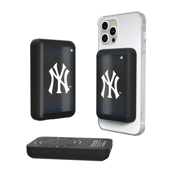 New York Yankees Linen Wireless Mag Power Bank-0