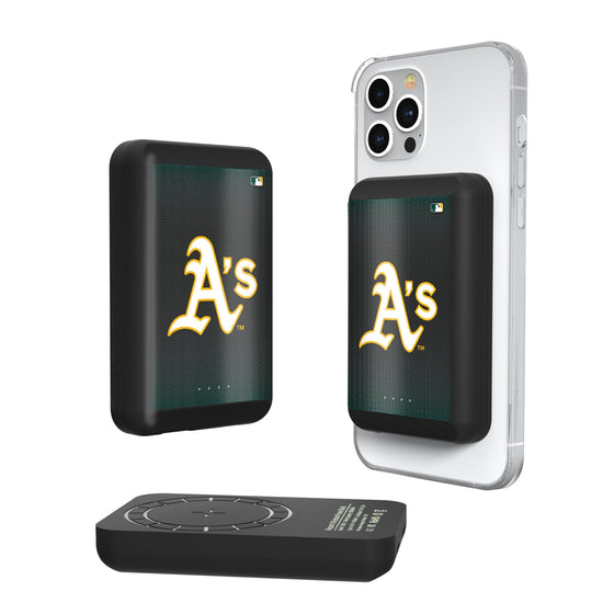 Oakland Athletics Linen Wireless Mag Power Bank-0