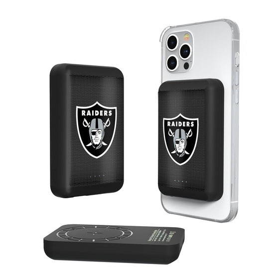 Las Vegas Raiders Linen Wireless Mag Power Bank-0