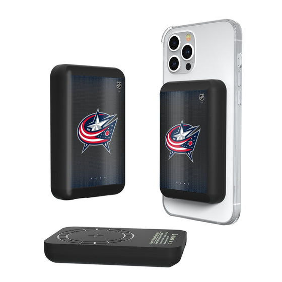 Columbus Blue Jackets Linen Wireless Mag Power Bank-0