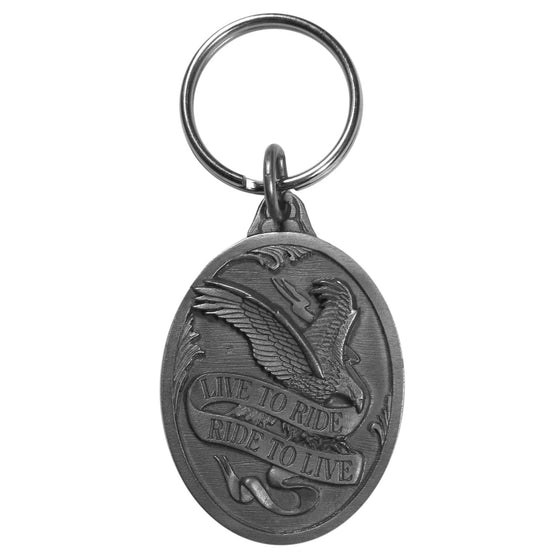 Live To Ride Motorcycle Antiqued Metal Key Chain