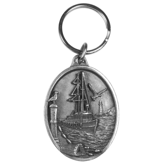 Coastal Scene Antiqued Keyring