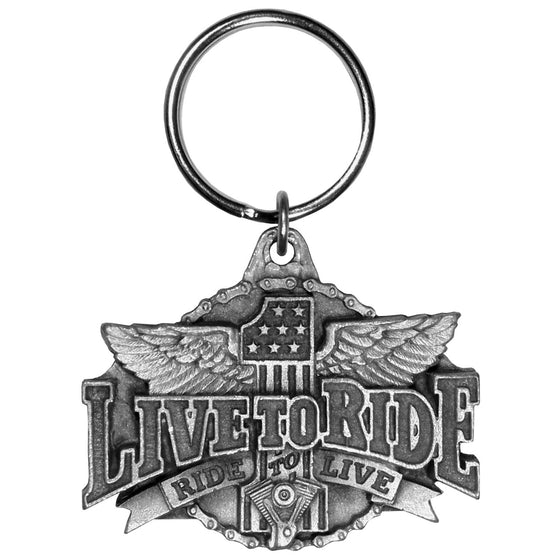 Live To Ride Antiqued Keyring