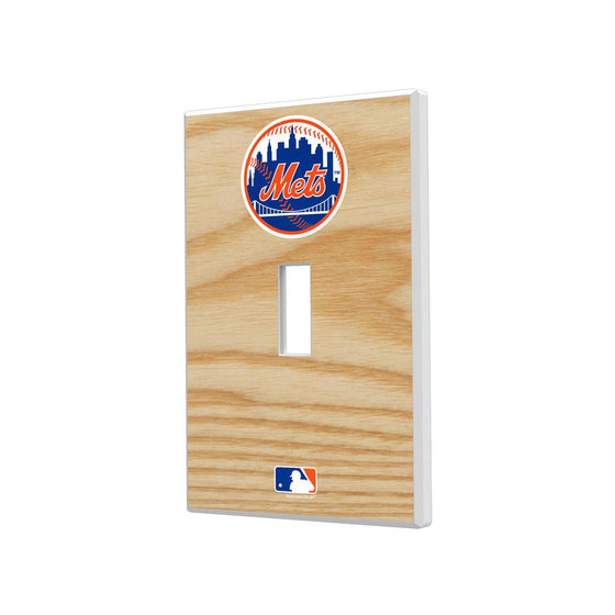 New York Mets Wood Bat Hidden-Screw Light Switch Plate-0