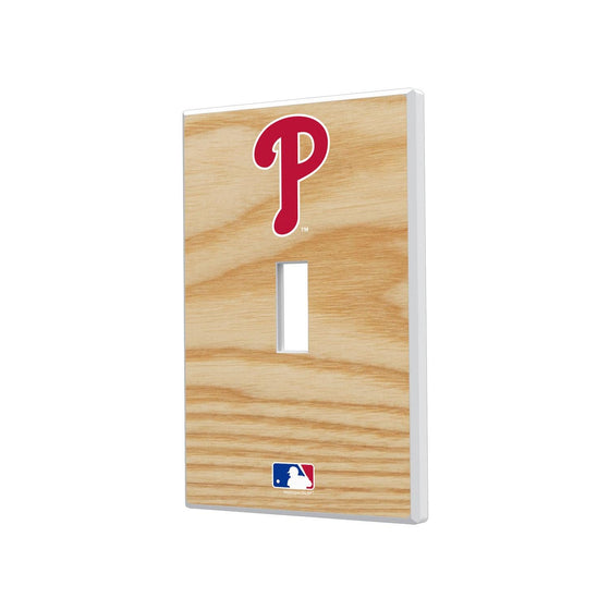 Philadelphia Phillies Wood Bat Hidden-Screw Light Switch Plate-0