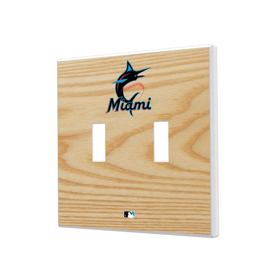 Miami Marlins Wood Bat Hidden-Screw Light Switch Plate-2