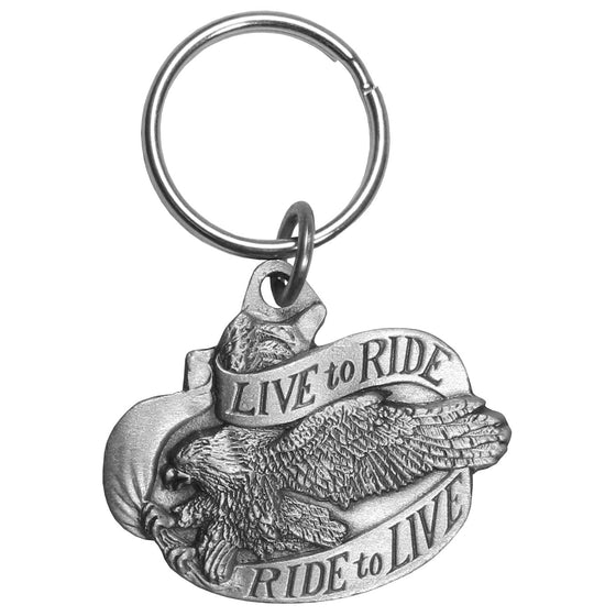 Live To Ride Eagle Antiqued Keyring