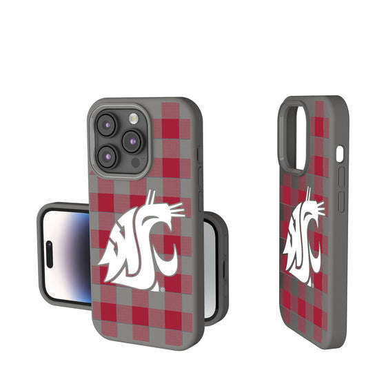 Washington State Cougars Plaid Soft Touch Phone Case-0