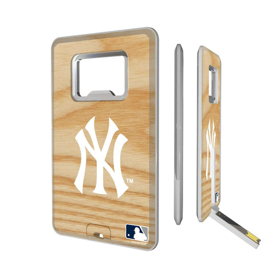 New York Yankees Wood Bat Credit Card USB Drive with Bottle Opener 32GB-0