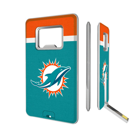 Miami Dolphins Stripe Credit Card USB Drive with Bottle Opener 32GB-0