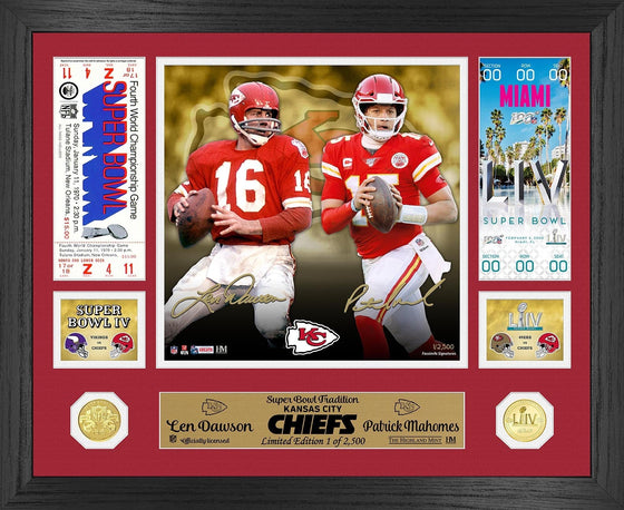 Len Dawson Patrick Mahomes Super Bowl Traditions Bronze Coin Photo Mint