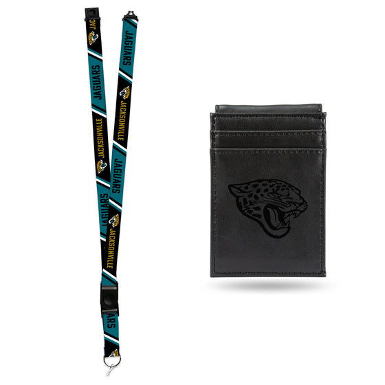 NFL Football Jacksonville Jaguars Black Front Pocket Wallet Set - Great Men's Gift