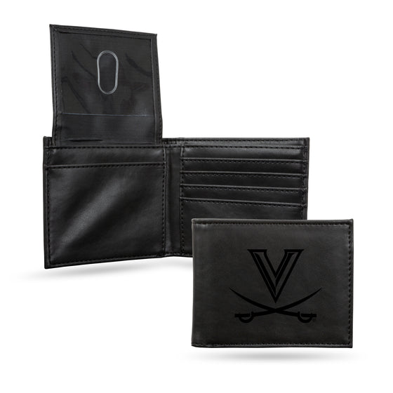 NCAA  Virginia Cavaliers Black Laser Engraved Bill-fold Wallet - Slim Design - Great Gift