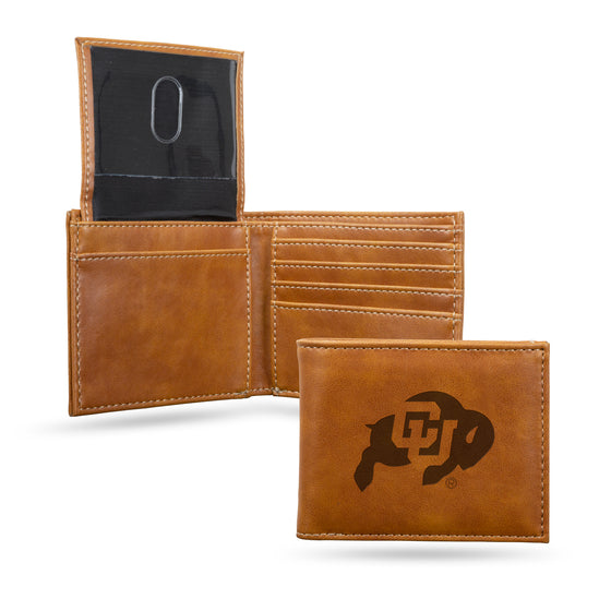 NCAA  Colorado Buffaloes Brown Laser Engraved Bill-fold Wallet - Slim Design - Great Gift