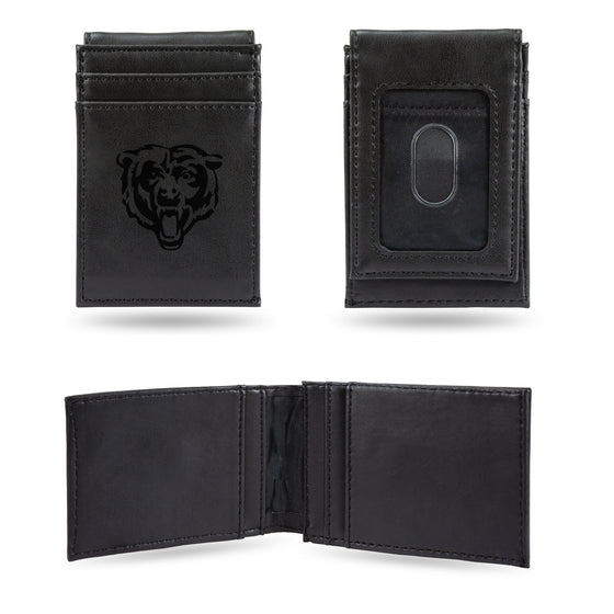 NFL Football Chicago Bears Black Laser Engraved Front Pocket Wallet - Compact/Comfortable/Slim