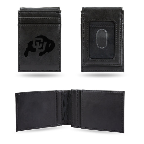 NCAA  Colorado Buffaloes Black Laser Engraved Front Pocket Wallet - Compact/Comfortable/Slim