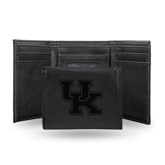 NCAA  Kentucky Wildcats Black Laser Engraved Tri-Fold Wallet - Men's Accessory