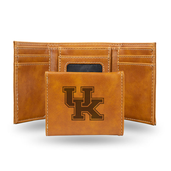 NCAA  Kentucky Wildcats Brown Laser Engraved Tri-Fold Wallet - Men's Accessory