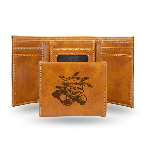 NCAA  Wichita State Shockers Brown Laser Engraved Tri-Fold Wallet - Men's Accessory