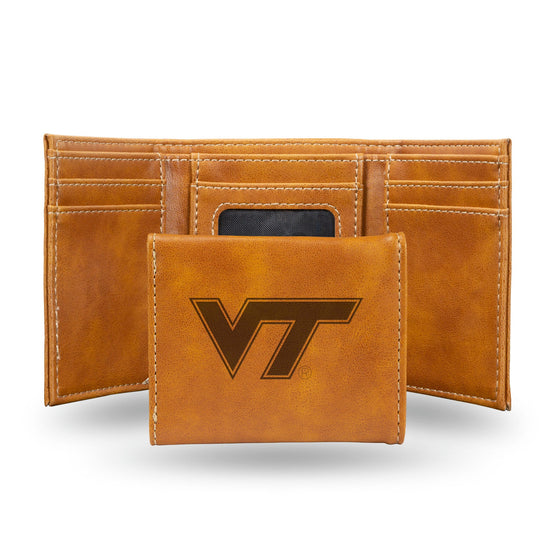 Virginia Tech Hokies Wallet Trifold Laser Engraved - Special Order