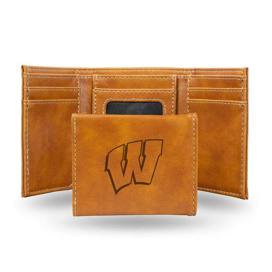 Wisconsin Badgers Wallet Trifold Laser Engraved - Special Order