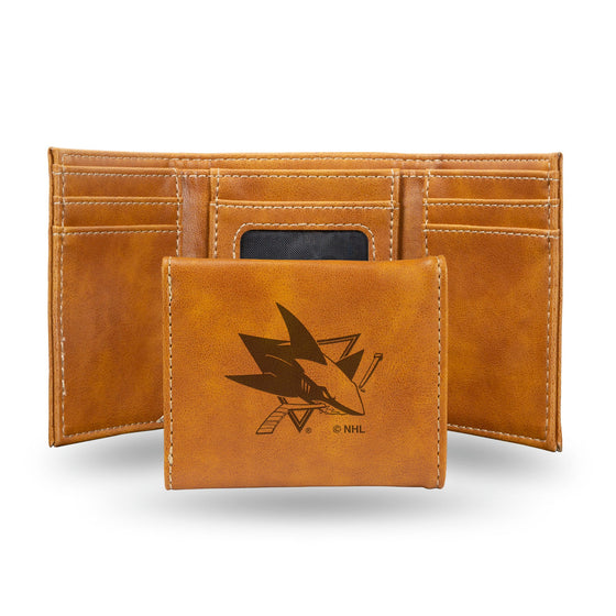 San Jose Sharks Wallet Trifold Laser Engraved - Special Order